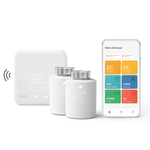 tado° Starter Bundle: Starterkit + 3 Heizungs-Thermostate + Funk-Temperatursensor