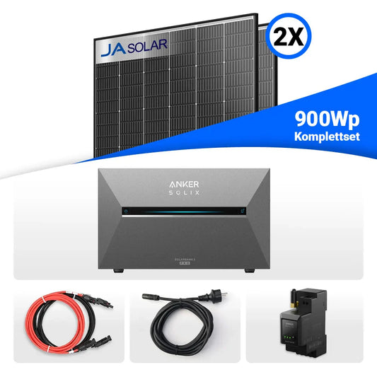 Balkonkraftwerk 900W mit Speicher Anker Solix Solarbank 3 Pro