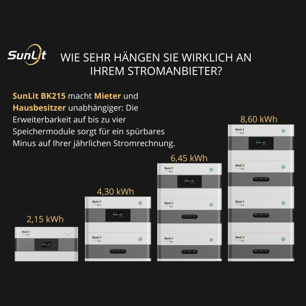 SunLit Solar Balkonkraftwerkspeicher BK215 (bis 8,6 kWh)