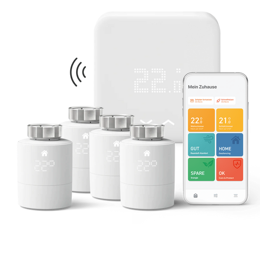 tado° Starterkit mit 4 smarten Heizungs-Thermostaten + Funk-Temperatursensor