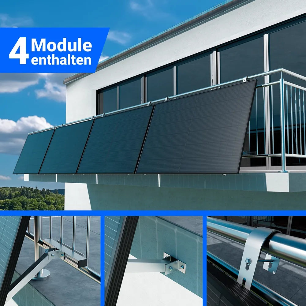 Balkonkraftwerk 1800W mit Hoymiles HMS-1600W-4T Wechselrichter